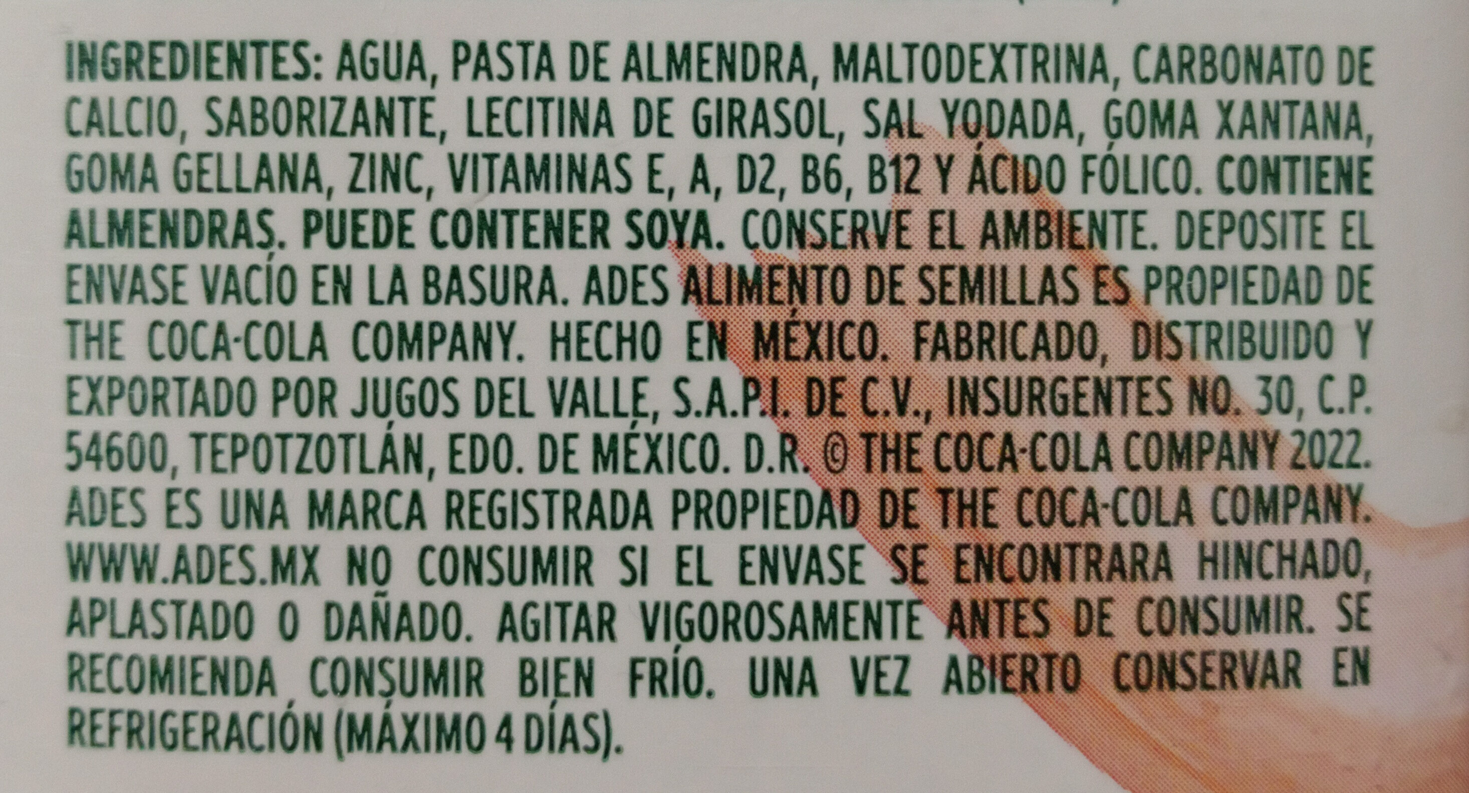 Ades ALMENDRA - Ingredientes