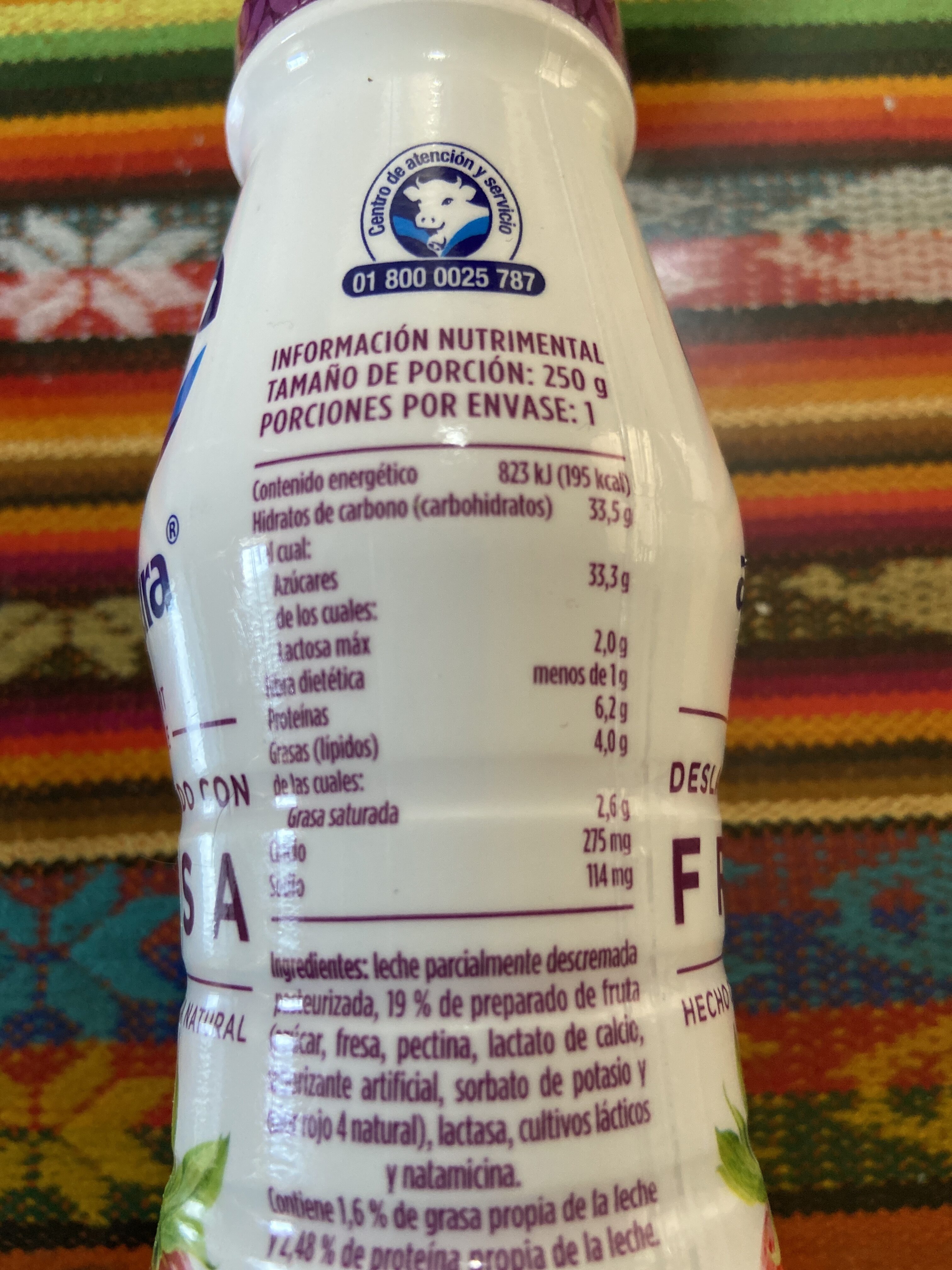 Yoghurt Bebible Deslactosado Fresa - Información nutricional