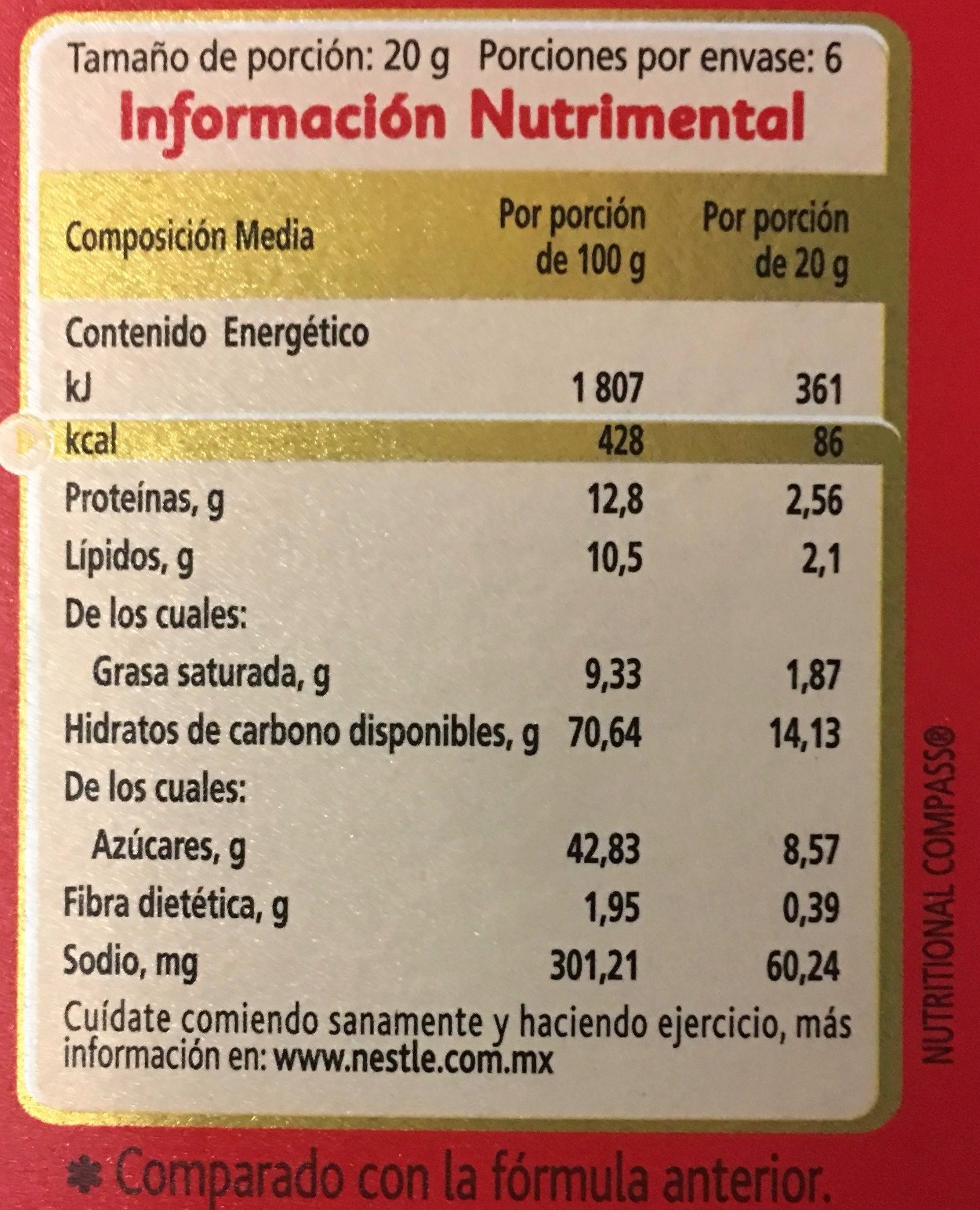 CAPPUCCINO ORIGINAL - Nutrition facts - es