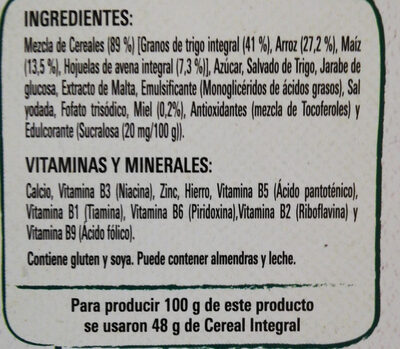 Cereal Fitness - Ingredients - es