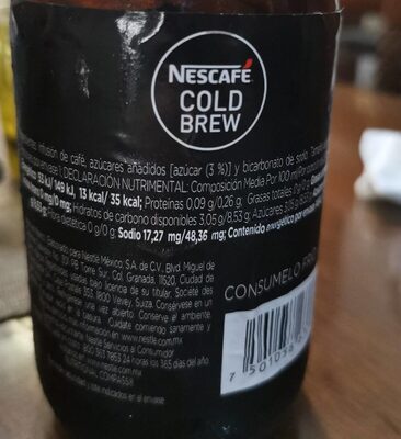 Nescafe cold brew - Información nutricional