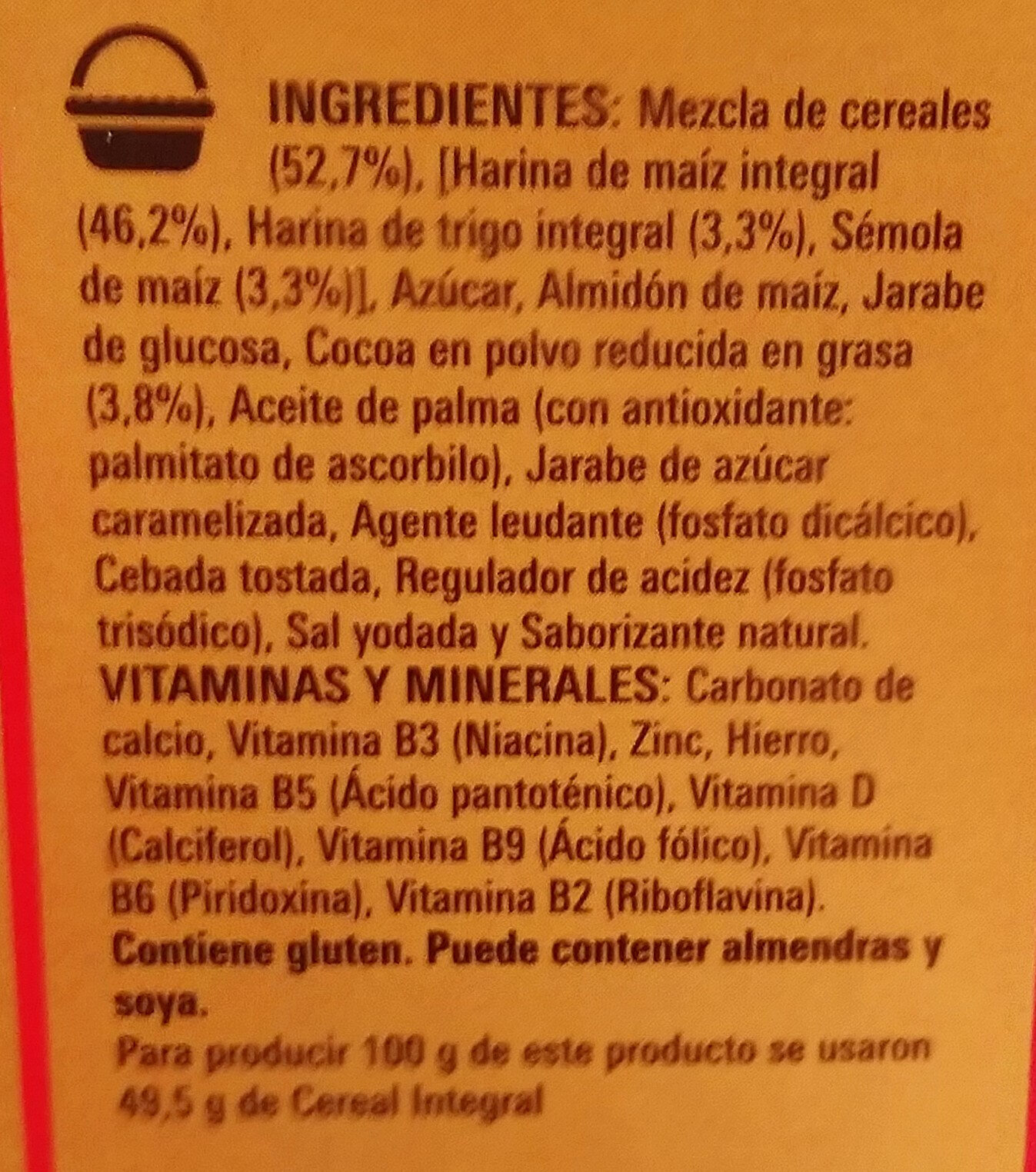 Carlos V cereal - Ingredientes
