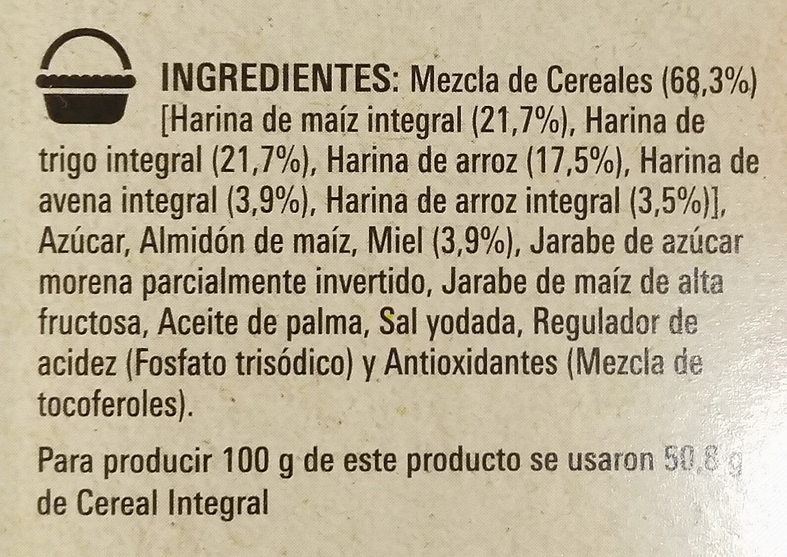 Cereal Cheerios Miel - Ingredientes