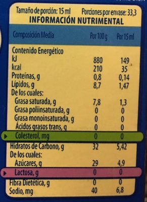 COFFEE MATE VAINILLA - Información nutricional