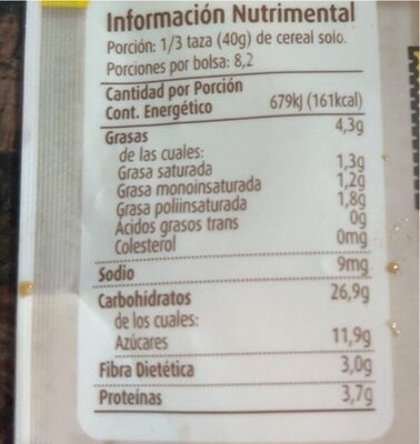 Granola with Quinoa - Información nutricional