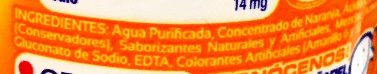 Aguafiel Naranja - Ingredients - es