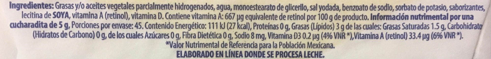 Margarina Delicia Sin Sal Eugenia - Informació nutricional - es
