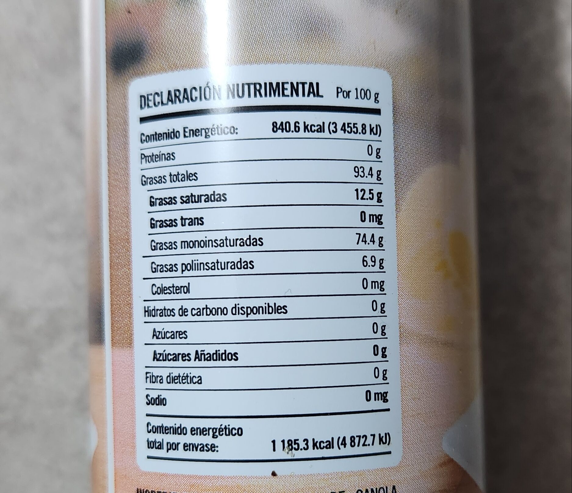 aceite aerosol sabor mantequilla - Nutrition facts - es
