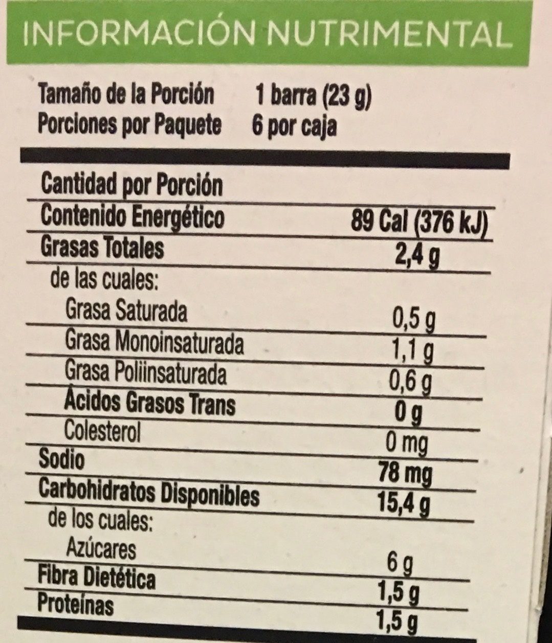 Stila Fit Chocolate - Información nutricional