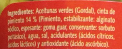 Aceitunas Gordal Rellenas de Pimiento - Ingredientes
