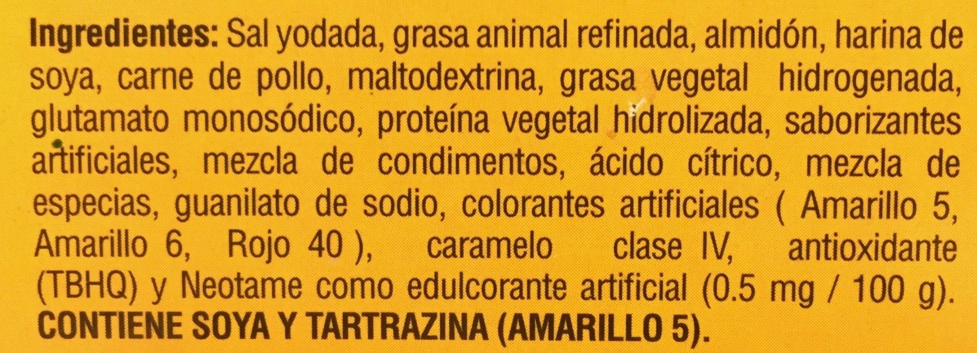 CALDO DE POLLO - Ingredientes