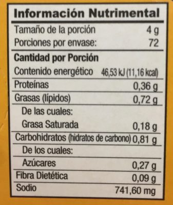 CALDO DE POLLO - Información nutricional