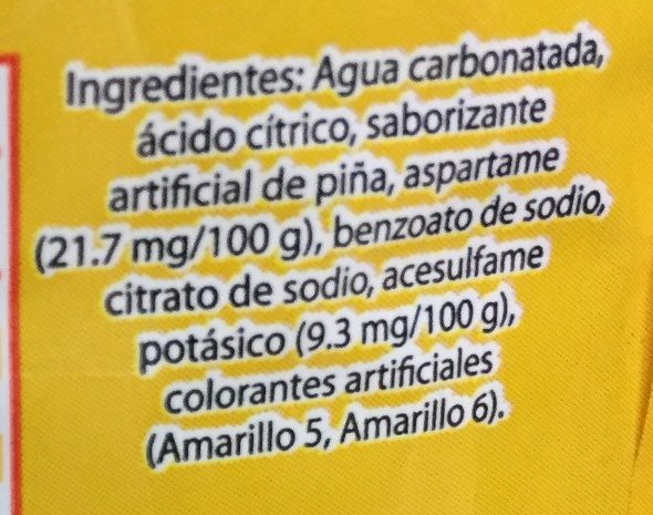 Refresco Piña - Ingredientes