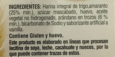 Galletas great value con amaranto y arándano - Ingrédients - es