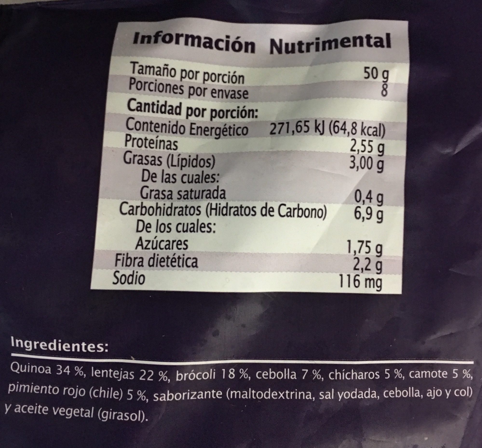 Mezcla de Quinoa y vegetales, Extra Special, - Información nutricional
