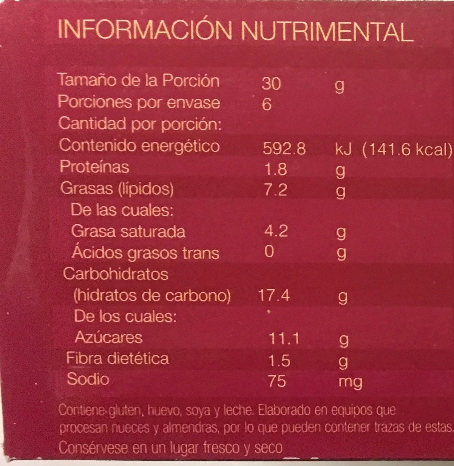 GALLETAS CON ARÁNDANO Y CHOCOLATE BLANCO - Tableau nutritionnel - es