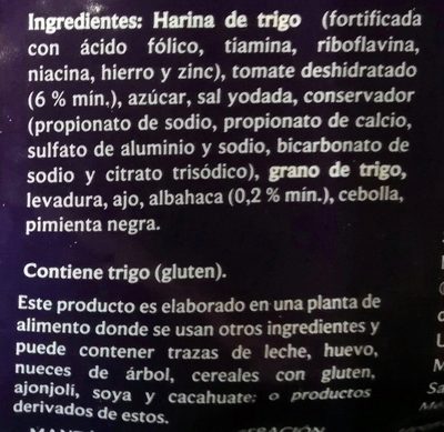 Pan Pita Tomate y Albahaca - Ingredientes