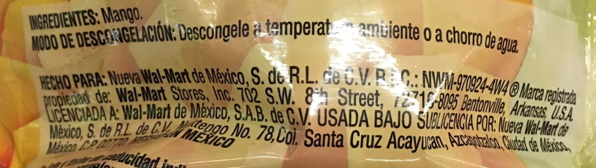 MANGO CONGELADO EN CUBOS - Ingredientes