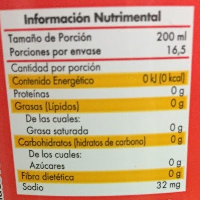 Refresco de Manzana - Información nutricional