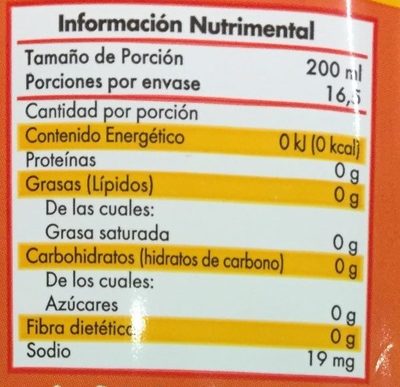 Refresco Mandarina - Información nutricional
