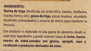 Pita Crisp Natural tostado - Ingredientes