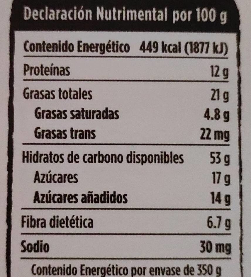 Granola Chocolate - Información nutricional - fr