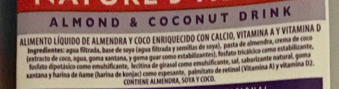 Bebida De Almendra y Coco - Ingredientes