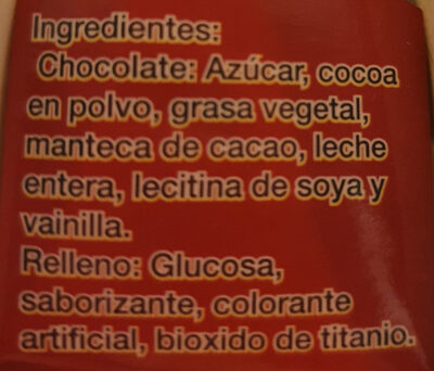 Chicolate relleno - Ingredients