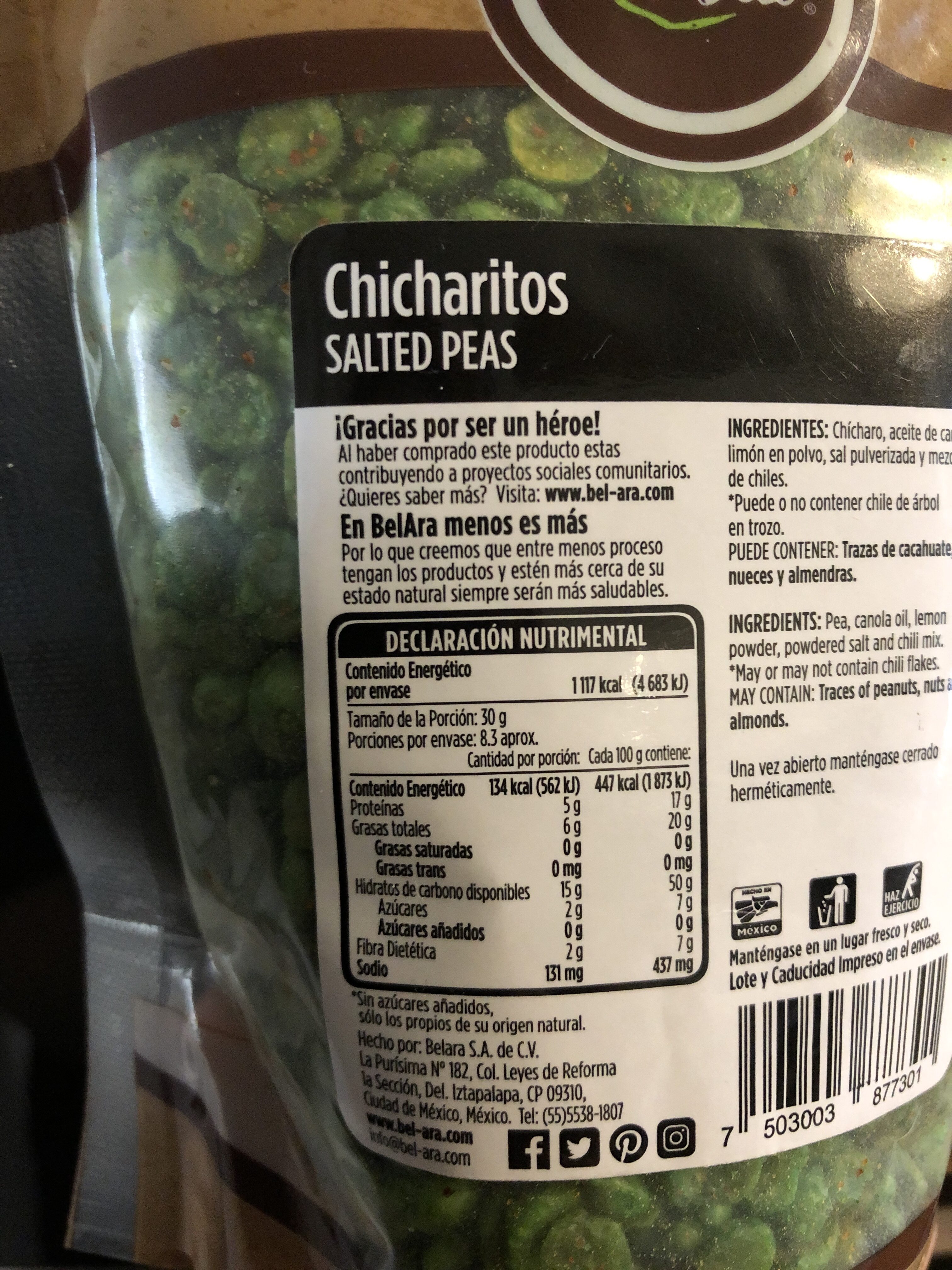 Chicharitos fritos - Näringsfakta - es