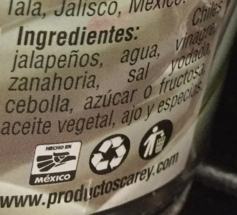 Rajas verdes Carey - Ingredientes
