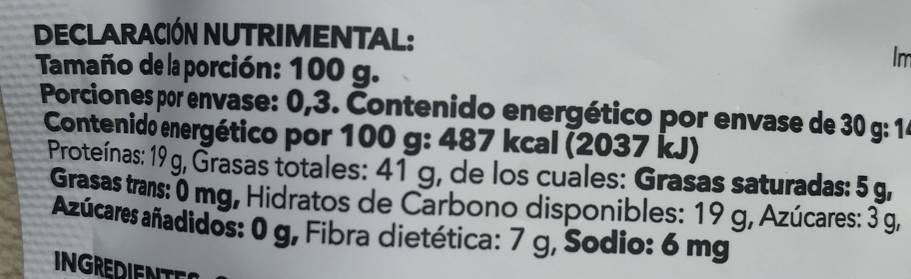 Cacahuate garapiñado sin azucar añadida - Nutrition facts - es