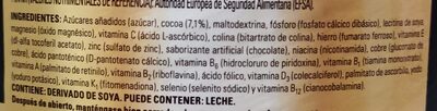 Chocolate en polvo Cal C Tose fortificado - Ingredientes