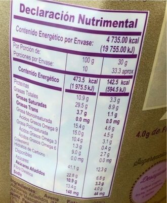 Granola artesanal - Tableau nutritionnel - es