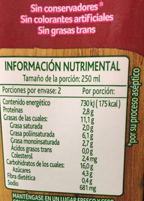 CREMA QUESO CON CHIPOTLE - Información nutricional
