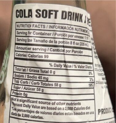 Coke - Información nutricional