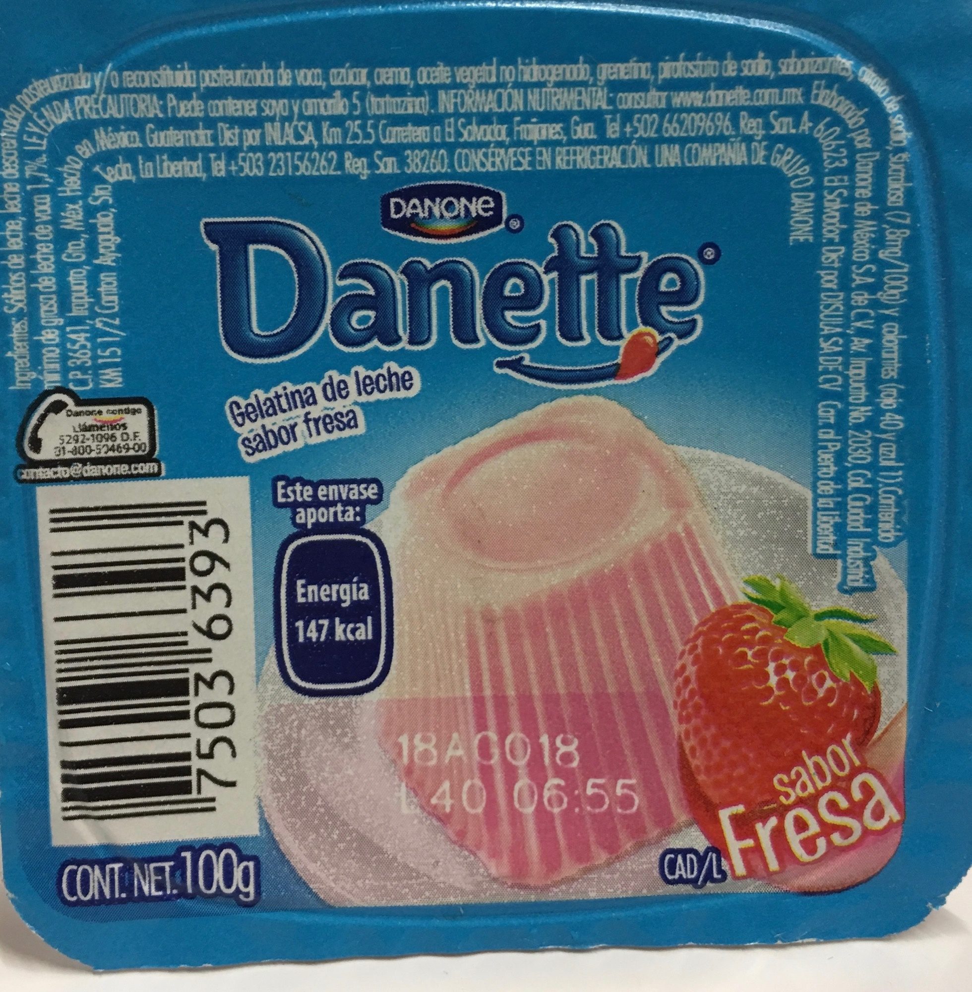 Danette Fresa Danone - Ingredientes
