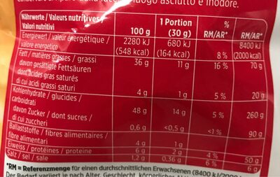 Chips Nature - Nutrition facts - fr