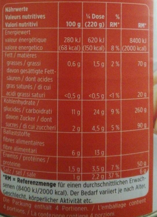 Haricots blancs à la sauce tomate - Nutrition facts - fr