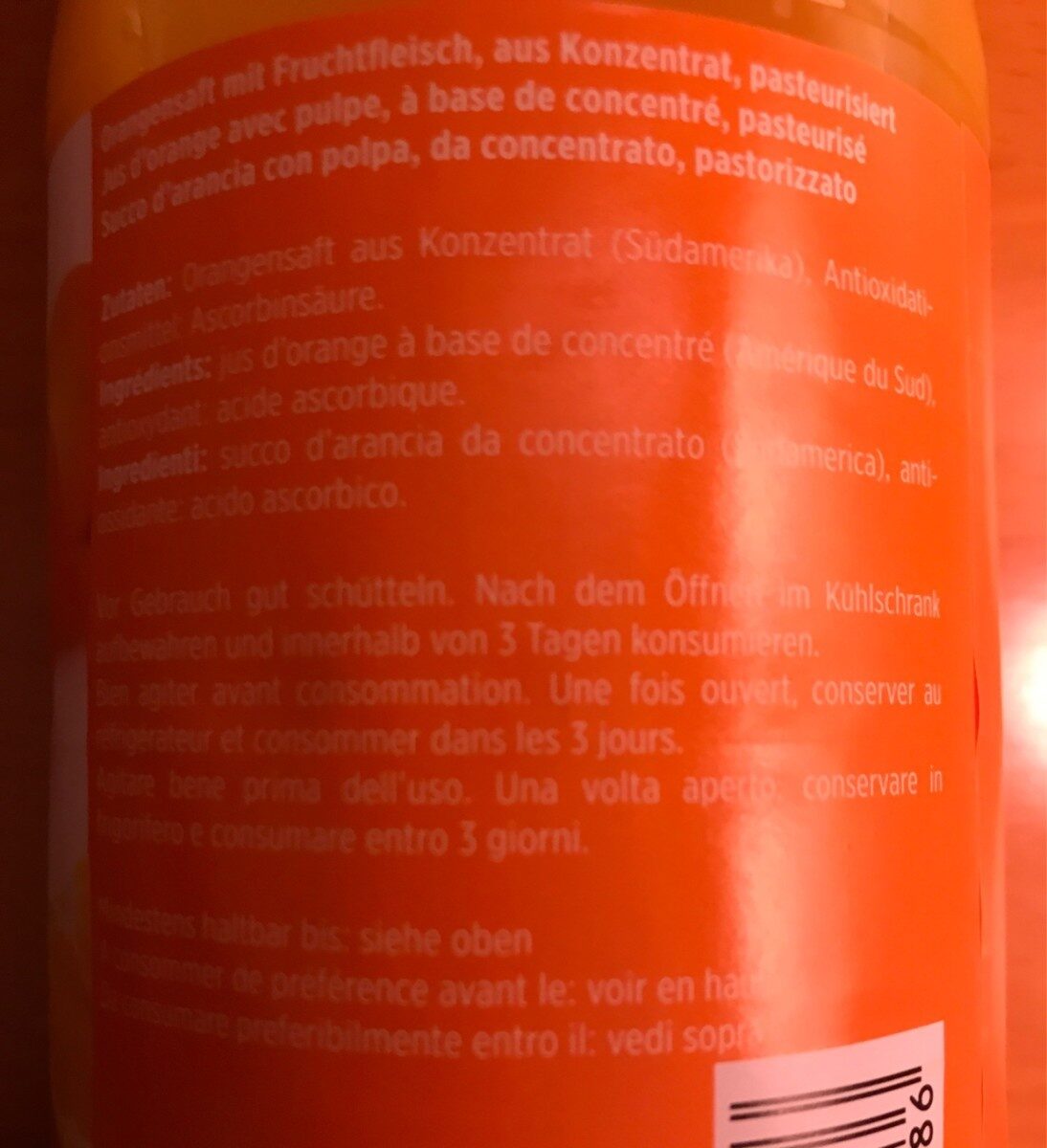 Denner Orangensaft - Ingredienti - fr
