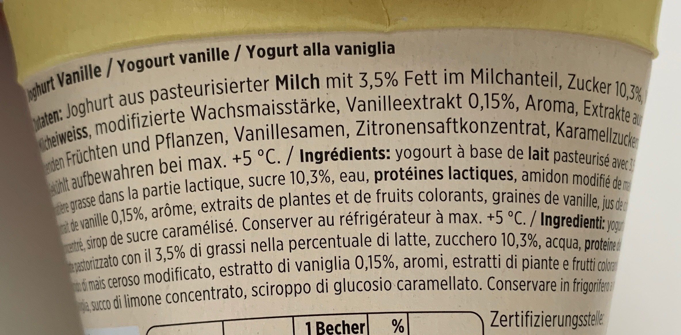 Yogourt vanille - Ingredienti - fr