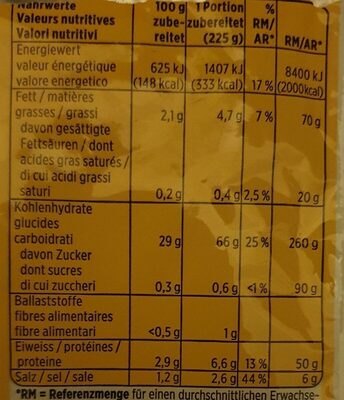 Risotto - Nutrition facts - fr