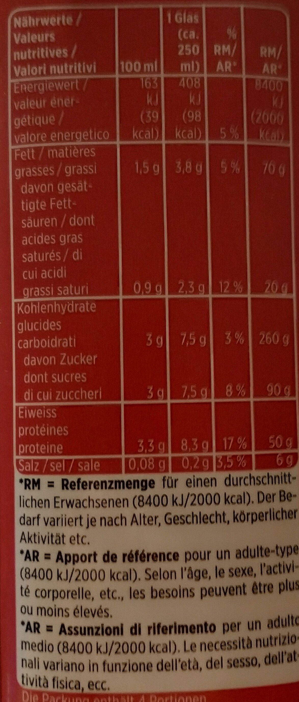 Lactosefrei Milchgetrnk Uht, 1.5% Fett - Tableau nutritionnel