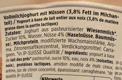 Yoghurt aus Wiesenmilch Nuss - Ingredienti - fr