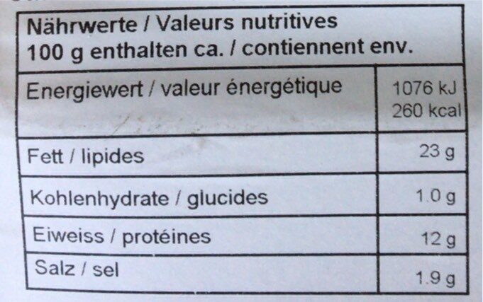 Fleischkäse - Valori nutrizionali - fr
