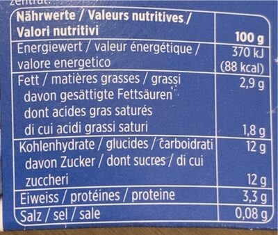 Heidelbeere Joghurt - Tableau nutritionnel
