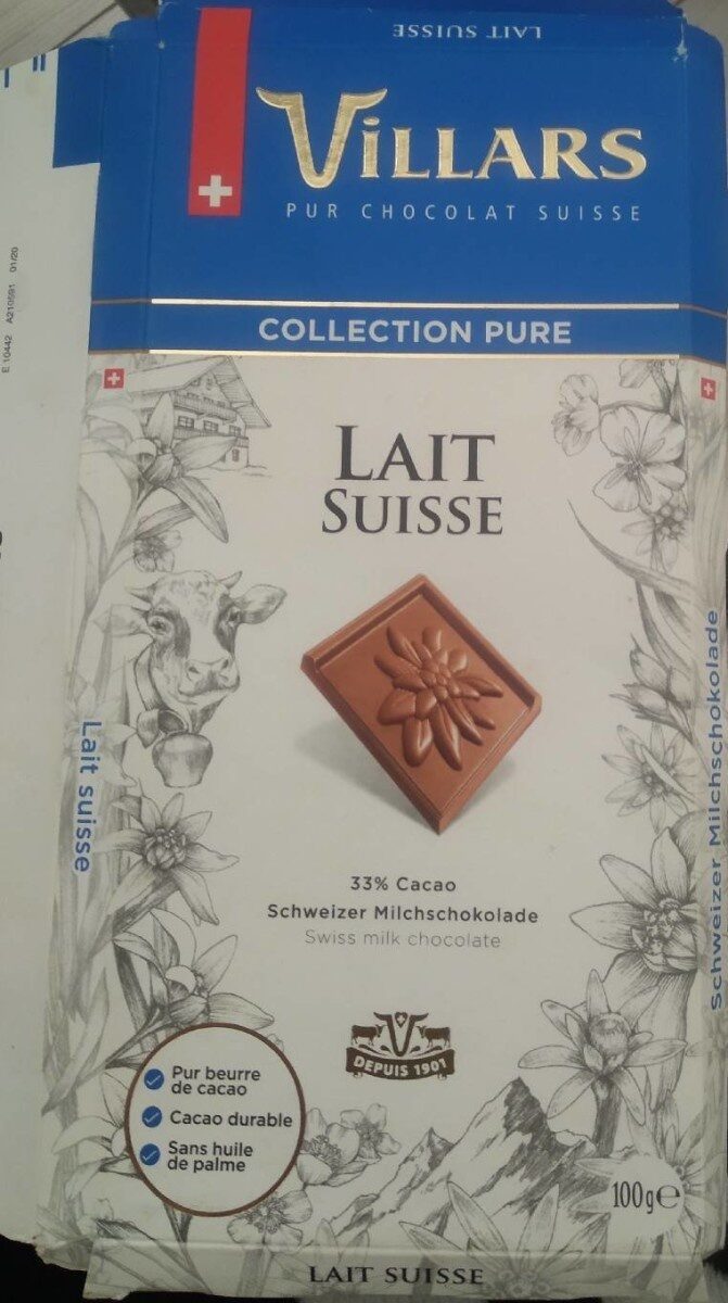 Chocolat au lait Suisse - Produit