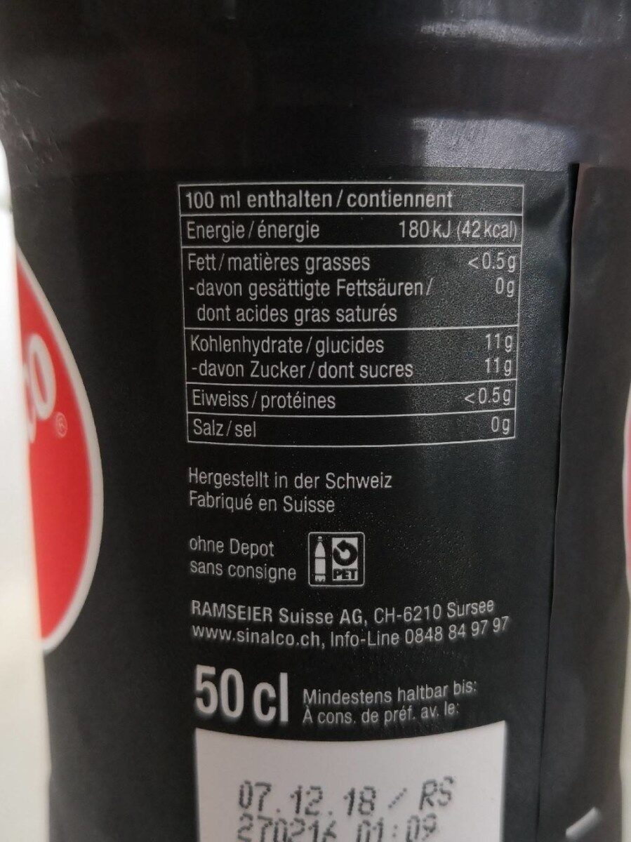Sinalco Cola - Nährwertangaben - fr