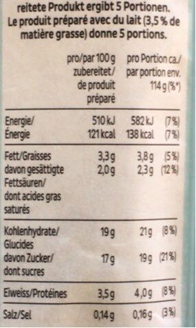 Pudding chocolat - Nutrition facts - fr