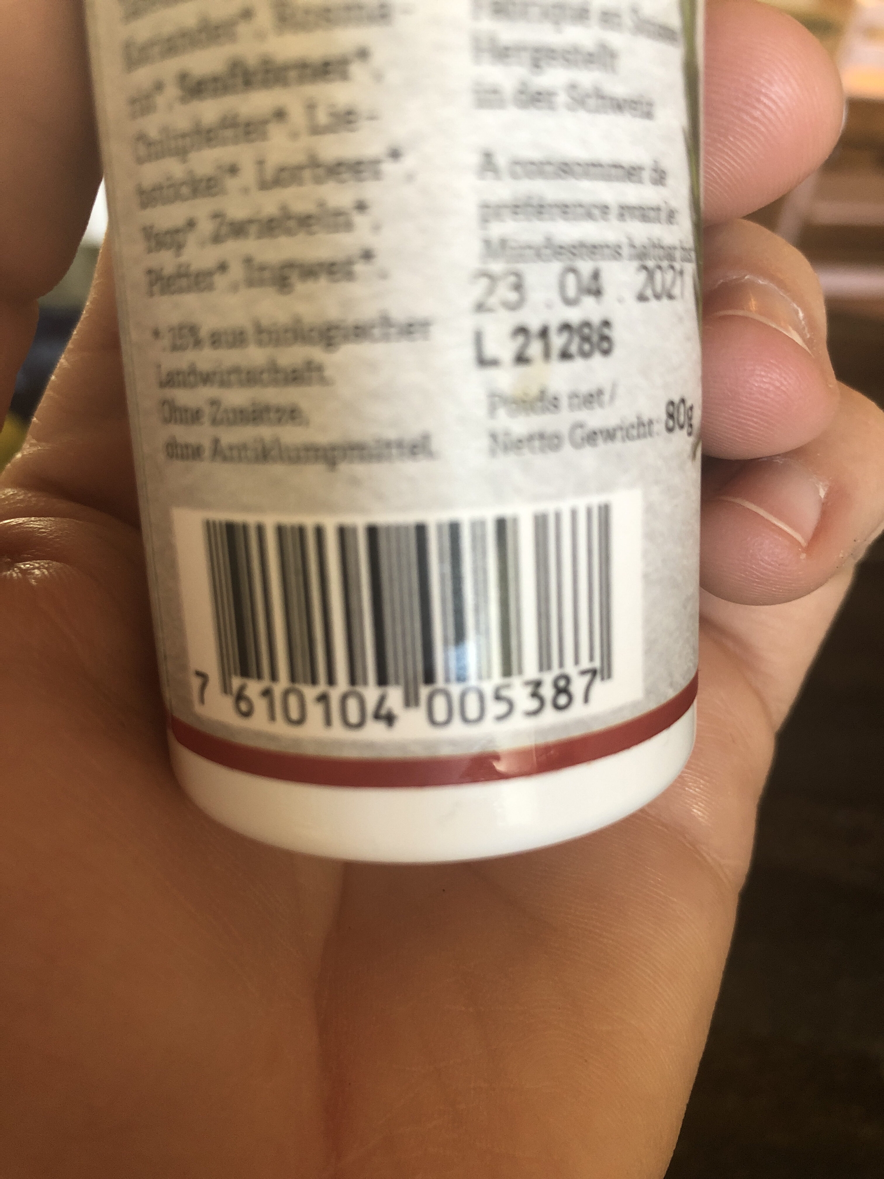 Bio Kräutersalz Scharf - Tableau nutritionnel
