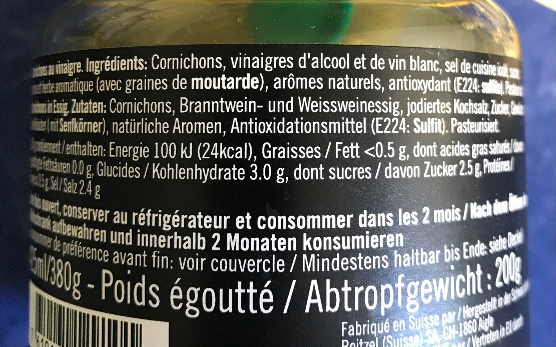 Cornichons Extras-fins Aux épices Reitzel - Ingredienti - fr